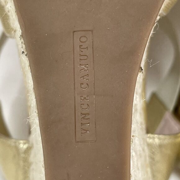 Vince Camuto Gold Espadrille Wedge Sandals Women’s 9M Stretch Strap Slip On - Picture 10 of 15